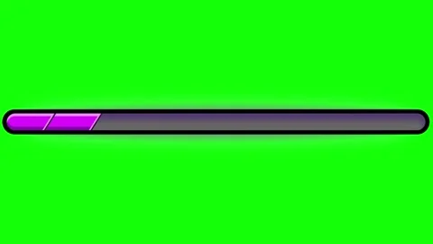 Digital purple progress bar loading interface element set against bright solid Stock Footage 340612792