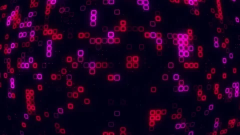 Digital purple red cube pattern grid Dancing round cube purple color neon f.. Stock Footage 225666567
