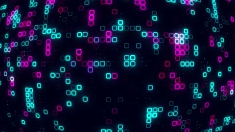 Digital purple sky blue cube pattern grid Dancing round cube purple color n.. Vídeos de archivo 225665668