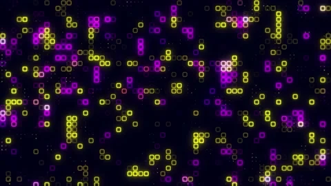 Digital purple yellow cube pattern grid Dancing round cube purple color neo.. Vídeos de archivo 225492820