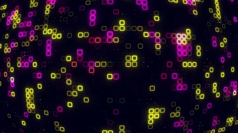 Digital purple yellow cube pattern grid Dancing round cube purple color neo.. Vídeos de archivo 225667176