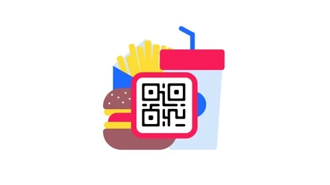 Digital QR Code Menu for Fast Food Restaurant Ordering Animation. Stock Footage 341401244