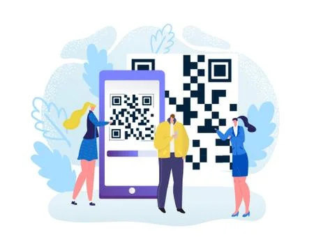 Digital qr code for mobile scan at smartphone technology, vector illustration Illustrazione stock