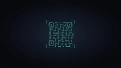 Digital qr code scanning animation with glowing laser line interface on dar.. Vídeo Stock 337560199