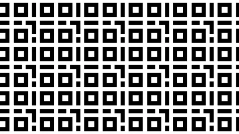 Digital QR Code Style Geometric Pattern Black and White Tech Background. Stock Footage 341401321