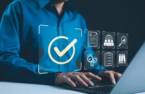 Digital quality control and certification concept. Stock Photos