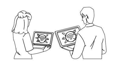 Digital quantum internet vector Stock Illustration