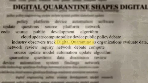 Digital Quarantine Highlighted Text - Technology Research Document Stock Footage 346332130