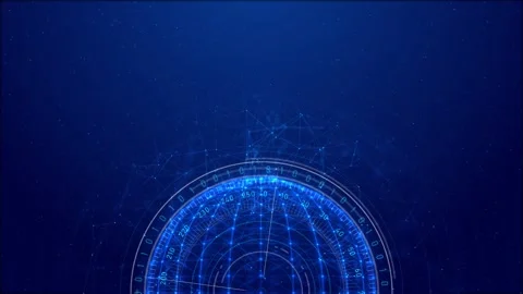 Digital Radar Dashboard with Binary Network Visualization Stock Footage 341360217