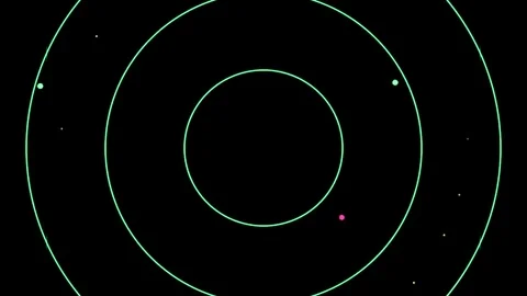 Digital Radar Interface With Concentric Circles And Blinking Particles On B.. Stock-Footage 347155081