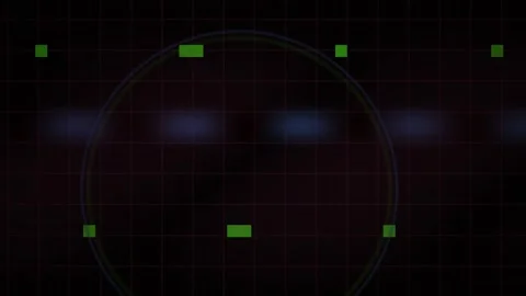 Digital Radar Interface Display with Scanning Motion and Data Points. Stock Footage 340525352