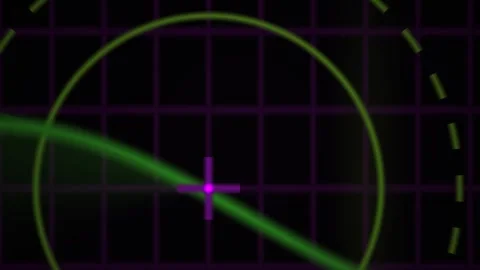 Digital Radar Interface Scanning Screen with Rotating Green Beam and Grid O.. Stock Footage 341805204