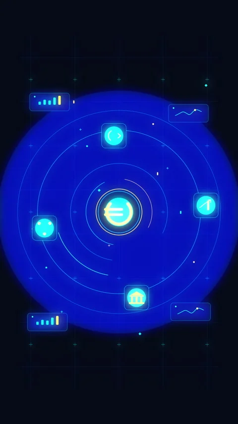 Digital radar interface with scanning technology, network data analysis, cy.. Stock Footage 348332251