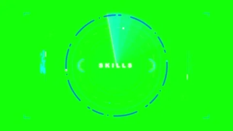 Digital radar interface with skills text overlay on green screen for hud mo.. Stock Footage 337553345