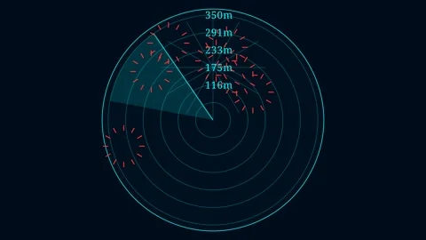 A digital radar or sonar display interface featuring concentric circle Stock Footage 292044623