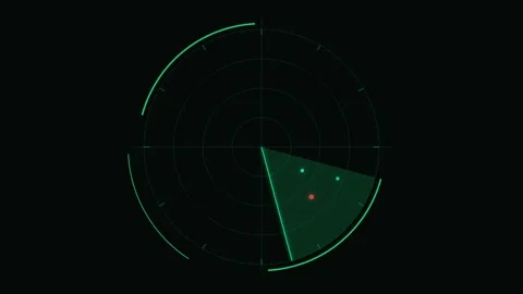Digital Radar Scanner Animation with Rotating HUD Elements 库存影片 344011313
