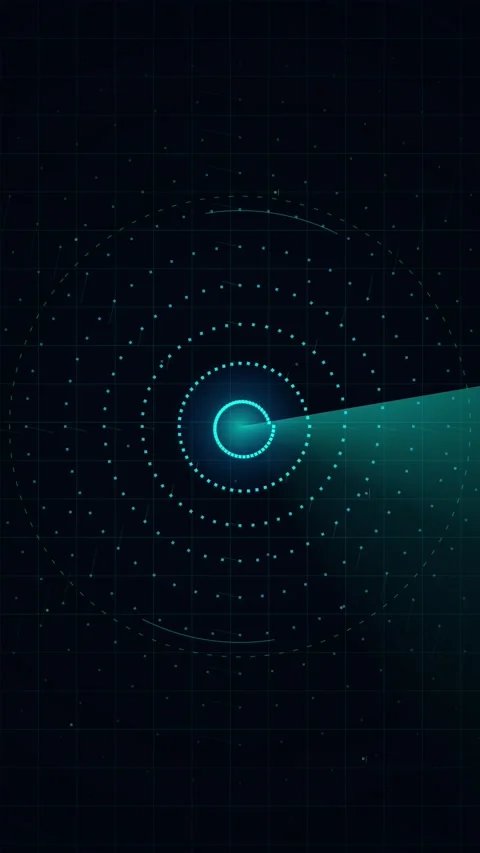 Digital Radar Scanner Screen with Glowing Cyan Light Beam Stock Footage 346204706