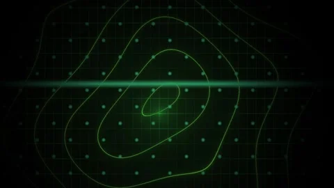Digital Radar Scanning Interface with Contour Map Visualization. Video stock 341805458