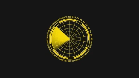 Digital radar screen animated graphic with yellow scanning sweep motion on .. Stock Footage 331365936