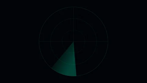 A digital radar screen display featuring a dark green circular scanning beam 库存影片 338309776