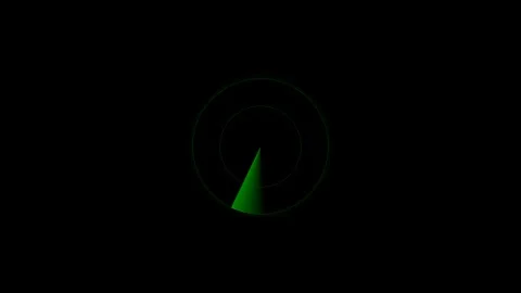 A digital radar screen display with a green sweeping scanning light beam Video stock 335117338