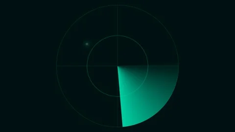 A digital radar screen display showing a single target blip on dark backgroun Stock Footage 335145835