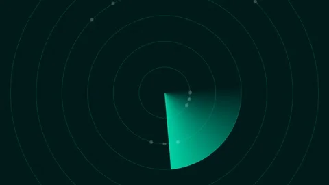 Digital radar screen display with a sweeping green circular scanning beam Stock Footage 335118298