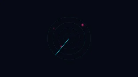 A digital radar screen display visualizing signal detection in dark space Stock Footage 336263435