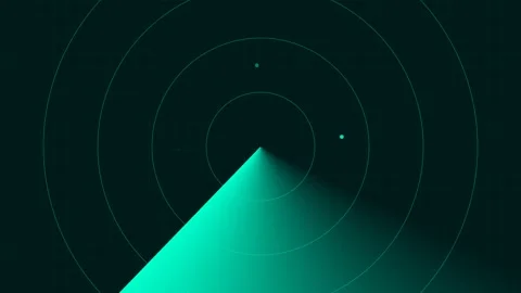 Digital radar screen displaying detected objects on a dark grid background Stock Footage 339618830