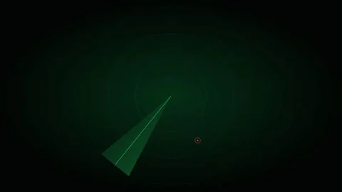 A digital radar screen displays a rotating green beam with a detected target Stock Footage 339618642
