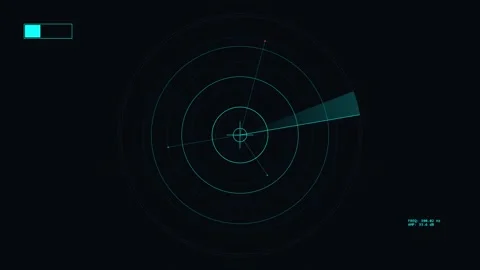 Digital Radar Screen Interface with Scanning Signal and Data Stock Footage 347562210