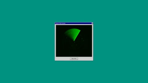 Digital radar screen rotating in a window Stock Footage 346838475