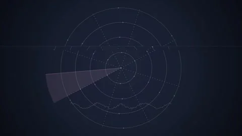 Digital Radar Screen Scan with Circular Sweep and Target Detection Stock Footage 348423539