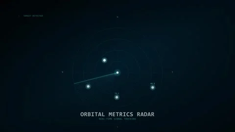 Digital Radar Screen Scanning and Tracking Multiple Orbital Targets with Re.. Stock Footage 347362228