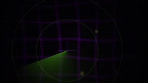 Digital Radar Screen Scanning Interface with Circular Grid and Glowing Data.. Stock Footage 341805454