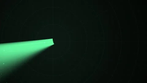 A digital radar screen with a sweeping glowing green beam scanning the dark.. Stock Footage 346723350