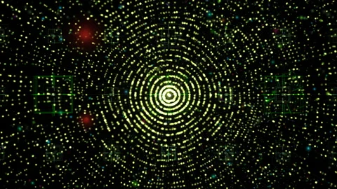 Digital Radar Target With Concentric Dots And Futuristic Data Visualization Stock Footage 333308574