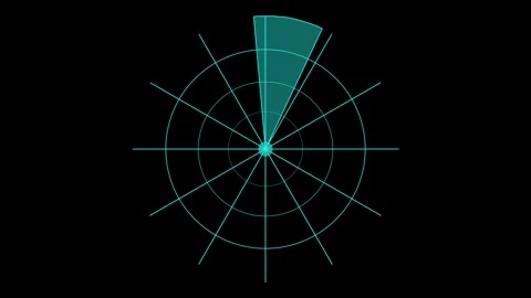 Digital Rader searching system animation. Rader Hud technology signal waves.. Видео 334359600