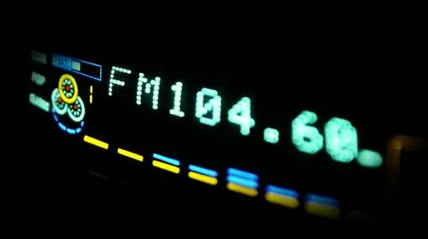Digital radio receiver tune dial panel. Search for stations. Raising the sound Stock Footage
