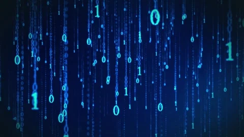 Digital rain and digital string crypto binary falling Video stock 311987220