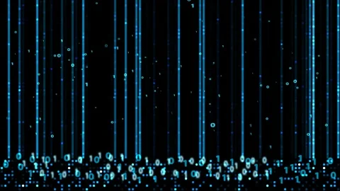 Digital Rain with Binary Code Falling in Neon Blue Colors 스톡 동영상 311795029