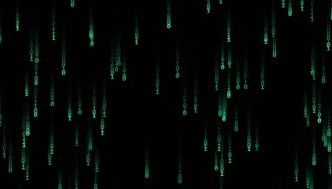 Digital Rain of Binary Code Falling in a Matrix-Style Pattern Stock Footage 329951669