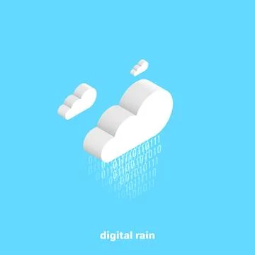 Digital rain from the cloud of data, isometric image Stock Illustration
