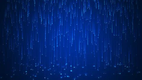 Digital rain with falling glowing particles, neon light particles, abstract.. Stock Illustration