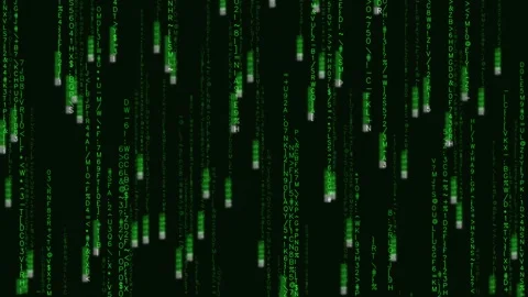 Digital rain falls in cyberspace creating a unique visual effect with green.. Stock Footage 324650088