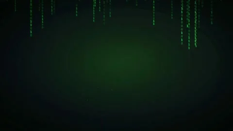 Digital rain of green binary code falling on a dark background for technology Stock Footage 336772992