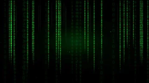 Digital rain of green binary code falling on a black background for technology Stock Footage 336774513