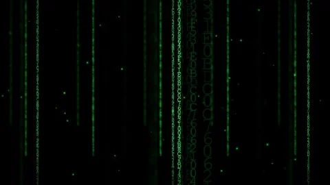 Digital rain of green binary code falling on a black background for technology Video stock 336777931
