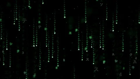 Digital rain of green falling code characters on a black background for cyber Stock Footage 336776677