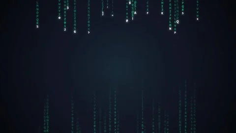 Digital Rain Matrix Code Falling on Dark Background - Futuristic Technology.. Stock Footage 348421099